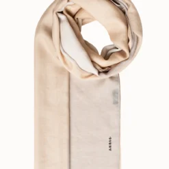 AKRIS Cashmere And Silk Scarf With Grey, Beige And White Stripes -Deals Vog Shift Store 2019010 6953 06 021038 038