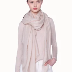 AKRIS Cashmere Silk Scarf With Subtle Fringe
