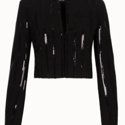 AKRIS Short Jacket In Silk Stretch With Sequin Stripes -Deals Vog Shift Store 20190612 IMG 0023 2 e
