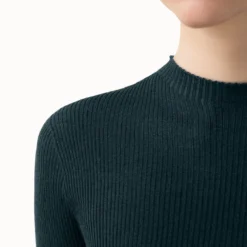 AKRIS Fitted Cashmere Silk Ribbed Knit Round Neck Pullover -Deals Vog Shift Store 20200114 9071 059