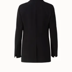 AKRIS Long Double Face Wool Jacket With Swarovski Trim -Deals Vog Shift Store 20200625 0026