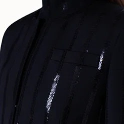 AKRIS Short Jacket In Silk Stretch With Sequin Stripes -Deals Vog Shift Store 445675