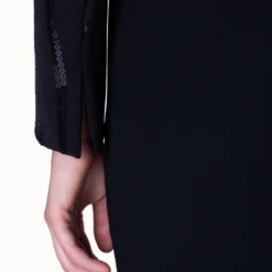 AKRIS Short Jacket In Silk Stretch With Sequin Stripes -Deals Vog Shift Store 445676