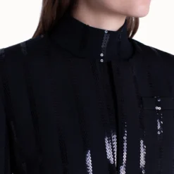 AKRIS Short Jacket In Silk Stretch With Sequin Stripes -Deals Vog Shift Store 445749 scaled