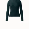 AKRIS Fitted Cashmere Silk Ribbed Knit Round Neck Pullover -Deals Vog Shift Store 493323