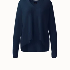 AKRIS Ribbed Cashmere Long V-Neck Knit Pullover