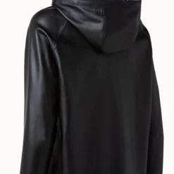 AKRIS Lamb Nappa Leather Zip Hooded Jacket -Deals Vog Shift Store 506039