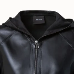 AKRIS Lamb Nappa Leather Zip Hooded Jacket -Deals Vog Shift Store 506041 scaled