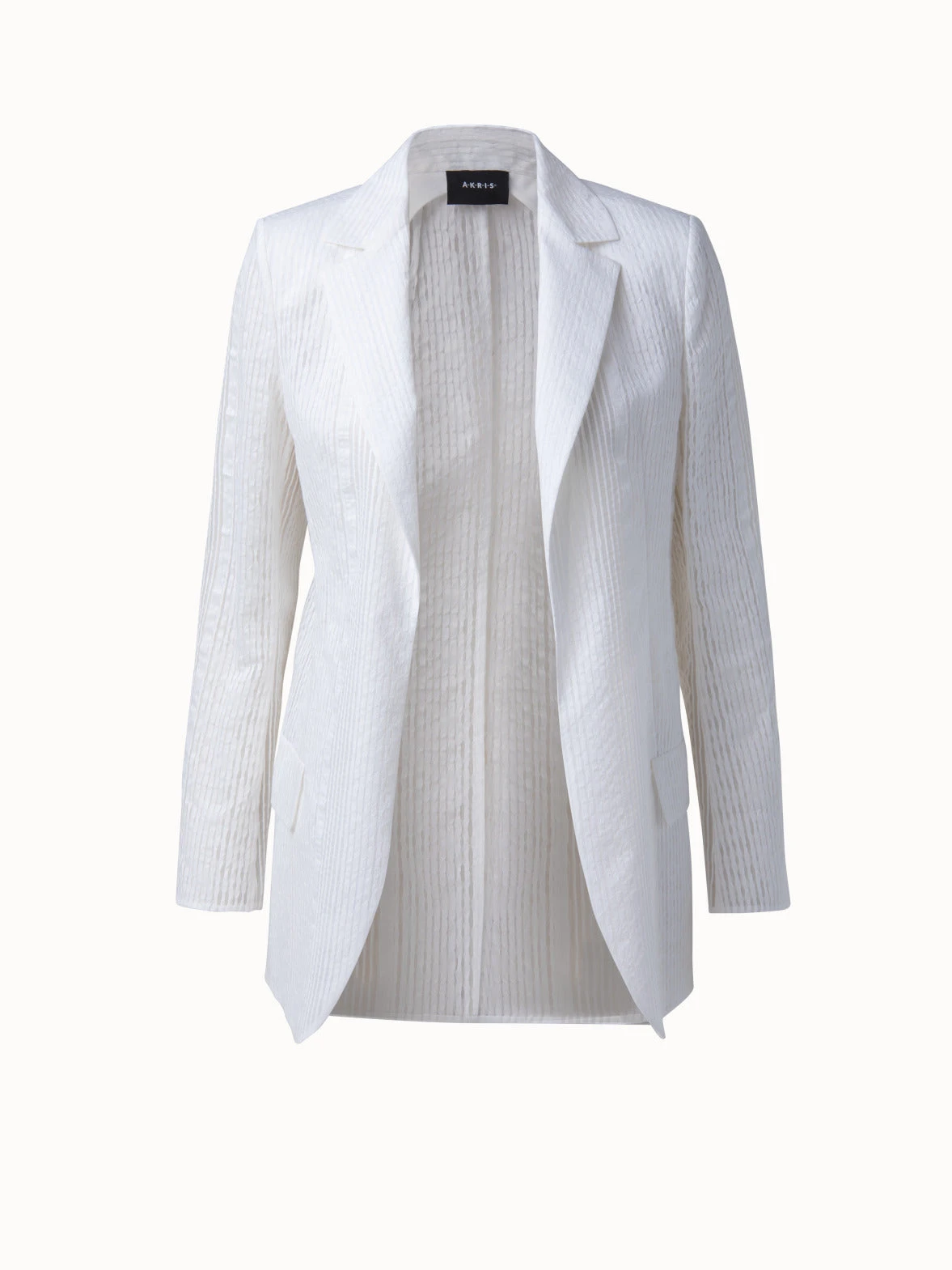 AKRIS Long Cotton Organza Striped Jacquard Jacket