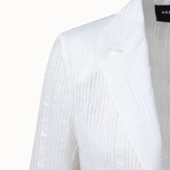 AKRIS Long Cotton Organza Striped Jacquard Jacket -Deals Vog Shift Store 548695