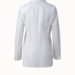 AKRIS Long Cotton Organza Striped Jacquard Jacket -Deals Vog Shift Store 548696