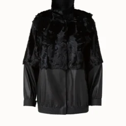 AKRIS Silk Lamb And Nappa Leather Blouson Jacket -Deals Vog Shift Store 555093