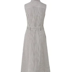 Sleeveless Striped Cotton Seersucker Midi Dress -Deals Vog Shift Store 589257