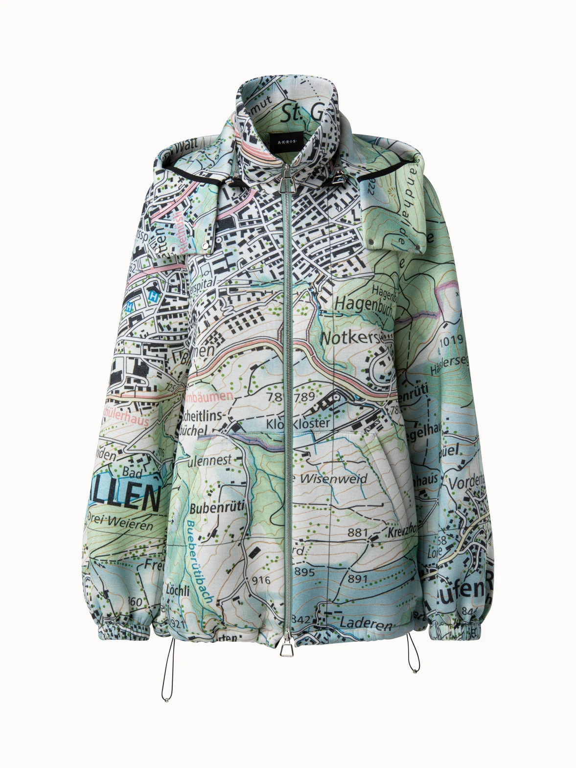 AKRIS Neoprene Parka St. Gallen Map Print 3 AKRIS Neoprene Parka St. Gallen Map Print