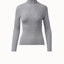 AKRIS Cashmere Silk Fine Rib Mockneck