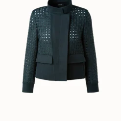 AKRIS Wool Open Grid Embroidery Jacket -Deals Vog Shift Store 648653