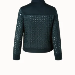 AKRIS Wool Open Grid Embroidery Jacket -Deals Vog Shift Store 648655