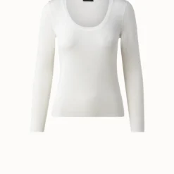 AKRIS Cashmere Silk Fitted Scoop Neck Pullover