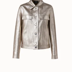 AKRIS Pearlized Nappa Leather Jacket -Deals Vog Shift Store 649025