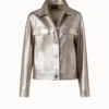 AKRIS Pearlized Nappa Leather Jacket -Deals Vog Shift Store 649026