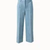 Cropped Straight Leg Pants In Cotton Denim