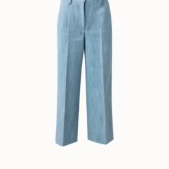 Cropped Straight Leg Pants In Cotton Denim