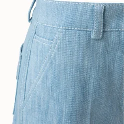 Cropped Straight Leg Pants In Cotton Denim -Deals Vog Shift Store 650458