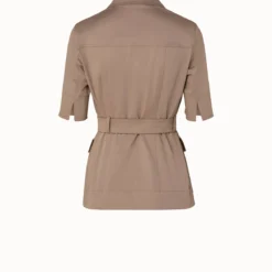 Short Sleeve Utility Jacket In Cotton Stretch Satin -Deals Vog Shift Store 667292