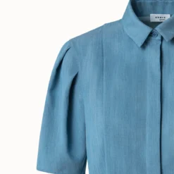 Short Sleeve Washed Viscose Denim Blouse -Deals Vog Shift Store 668044 e731e075 d143 4199 a357 72dd731827bd