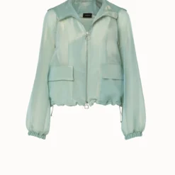 AKRIS Silk Techno Iridescent Organza Blouson Jacket