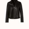 AKRIS Lamb Leather Jacket With Shirt Collar And Button Detail -Deals Vog Shift Store 669371