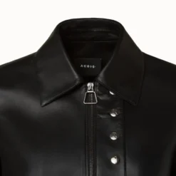 AKRIS Lamb Leather Jacket With Shirt Collar And Button Detail -Deals Vog Shift Store 670419 scaled