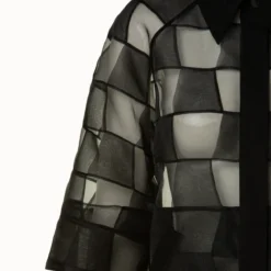AKRIS Mirrored Trapezoid Techno Organza Jacket -Deals Vog Shift Store 670643