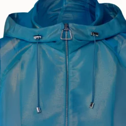 AKRIS Silk Techno Iridescent Organza Voluminous Blouson Jacket -Deals Vog Shift Store 673559