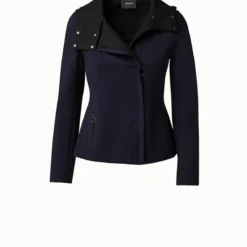 AKRIS Viscose Stretch Jersey Moto Jacket -Deals Vog Shift Store 685075