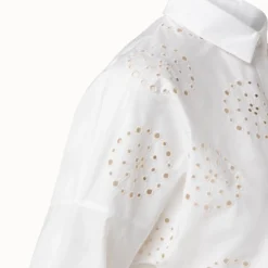 Cotton Medallion Eyelet Embroidery Blouse -Deals Vog Shift Store 685279
