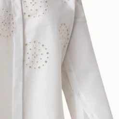Cotton Medallion Eyelet Embroidery Blouse -Deals Vog Shift Store 685280