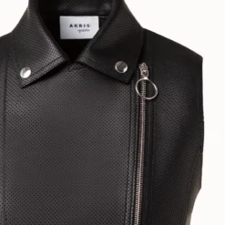 Biker Vest In Perforated Pin Dot Lamb Nappa Leather -Deals Vog Shift Store 685813