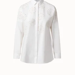 Cotton Medallion Eyelet Embroidery Blouse -Deals Vog Shift Store 685970