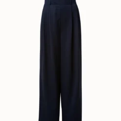 Wool Gabardine High Waist Wide Leg Pants