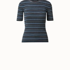 Multicolor Stripe Rib Knit Merino Wool Pullover