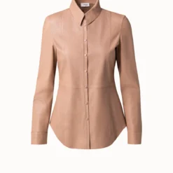 Perforated Pin Dot Nappa Leather Blouse