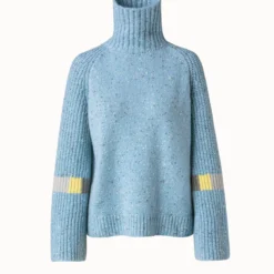 AKRIS Cashmere Knit Turtleneck With Intarsia Details -Deals Vog Shift Store 696515