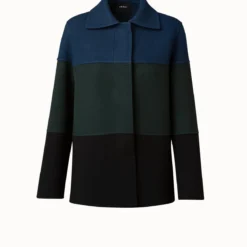 AKRIS Cashmere Double-Face Colorblock Oversized Jacket