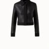 AKRIS Wool Double-Face Short Jacket With With Faux Leather Superposé Grid Embellishment -Deals Vog Shift Store 696763