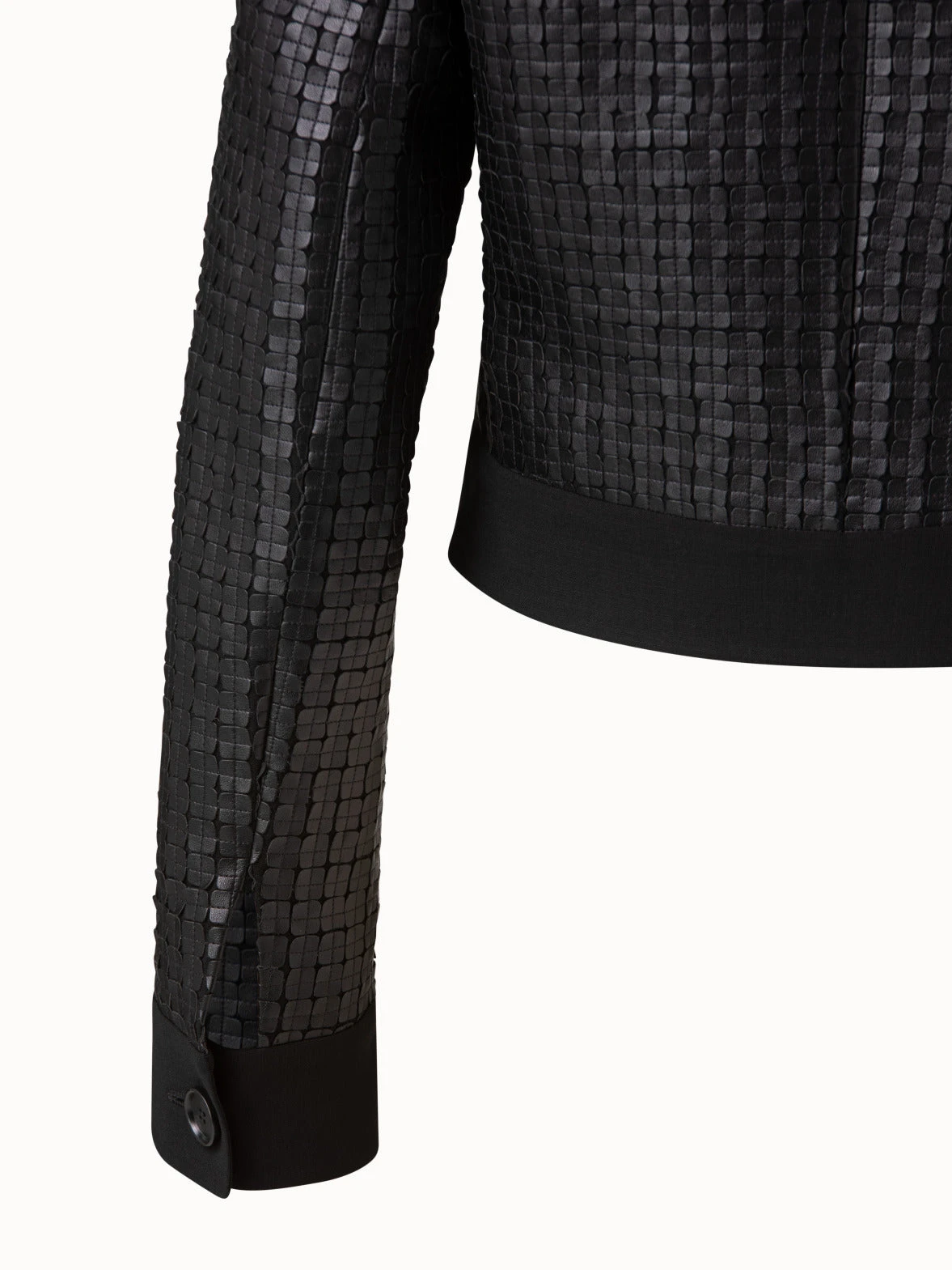 AKRIS Wool Double-Face Short Jacket With With Faux Leather Superposé Grid Embellishment 9 AKRIS Wool Double-Face Short Jacket With With Faux Leather Superposé Grid Embellishment - Image 7