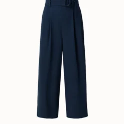 Wide Leg Belted Crêpe Sablê Pants