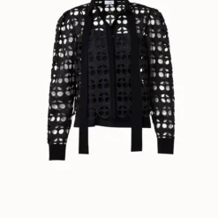 Dot Cut-Out Embroidery Blouse