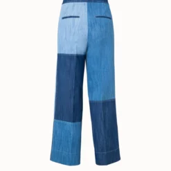 Chieko Cropped Wide Leg Denim Patchwork Pants -Deals Vog Shift Store 714962