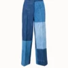 Chieko Cropped Wide Leg Denim Patchwork Pants -Deals Vog Shift Store 714963